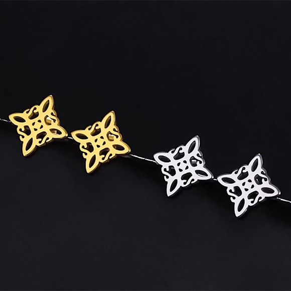 🔵𝟲𝟱%𝗢𝗙𝗙 𝗯𝘂𝗻𝗱𝗹𝗲𝘀 𝟯+🔵 NEW Witch Knot Stainless Steel Stud Earrings - Picture 4 of 11